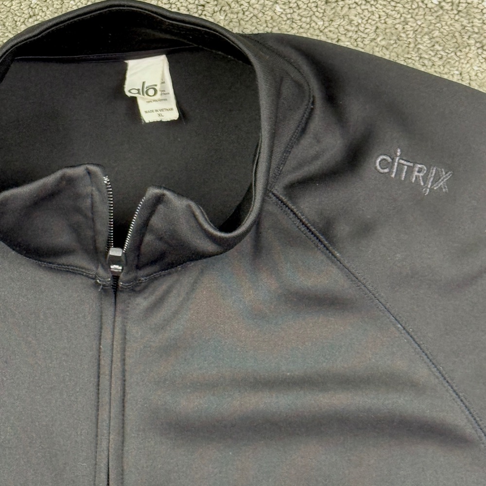 Alo Yoga Womens XL Full Zip Track Jacket Black Athletic Citrix Logo